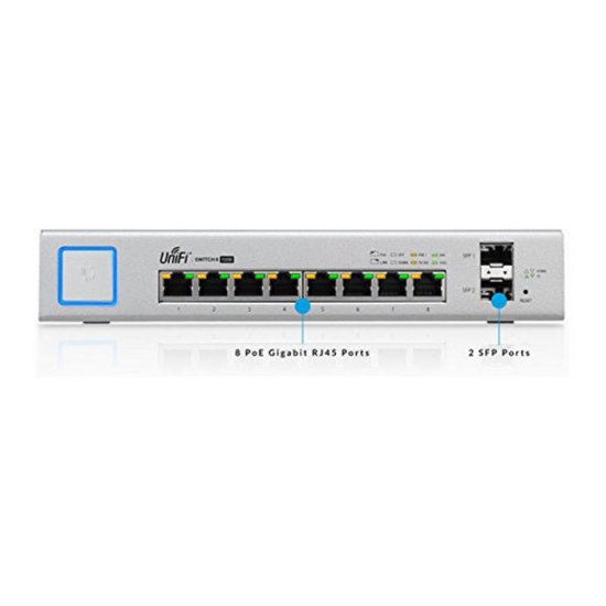 (image for) Ubiquiti 8 Port PoE+ Switch with Fibre Connectivity Options 150W