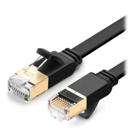Xclio 1M FLAT RJ45 CAT7 Ethernet Network Shielded TANGLE FREE RJ45 Cable - BLACK