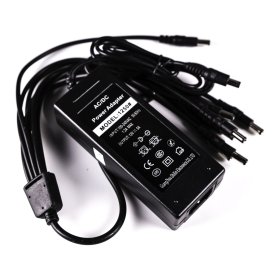 Xclio CCTV Power Supply Adapter, 12V 5A Output, 8x 12V DC Connector Splitter PSU