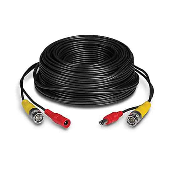 30M Xclio CCTV DC and BNC Solid Copper Cable Pre Terminated - 2 Core Power Black