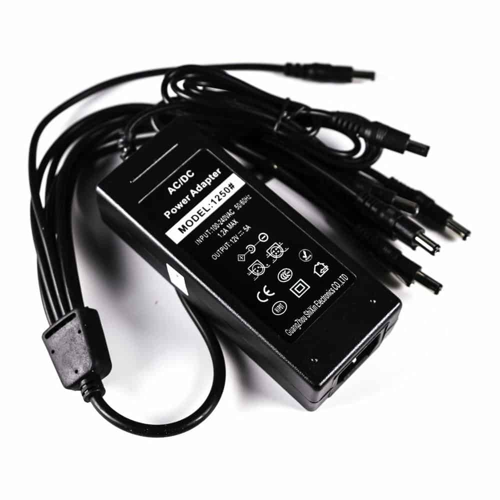 (image for) Xclio CCTV Power Supply Adapter, 12V 5A Output, 8x 12V DC Connector Splitter PSU