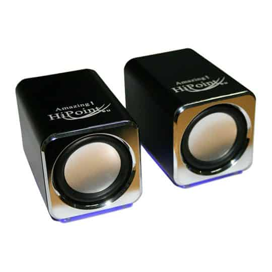 (image for) Xclio Digital Mini Stereo Aluminium Speakers Built in Sound Card Black with Blue LED USB