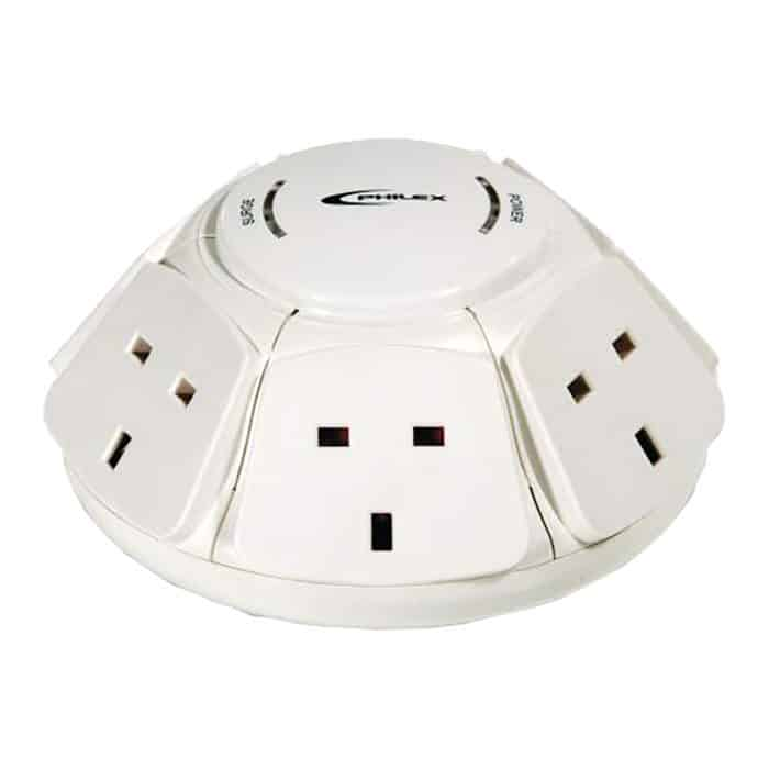 Xclio PowerDome 6 Socket Extension with Surge Protection White