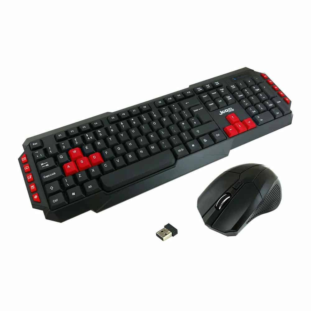 Xclio WS-880R Wireless Gaming Keyboard and 3 Button Mouse 2.4GHz with Nano USB Black Red/Black