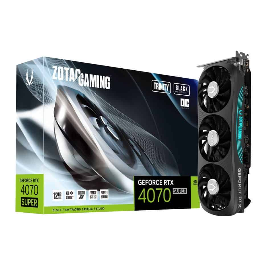 ZOTAC NVIDIA GeForce RTX 4070 SUPER 12GB TRINITY OC Black Edition Ada Lovelace Graphics Card