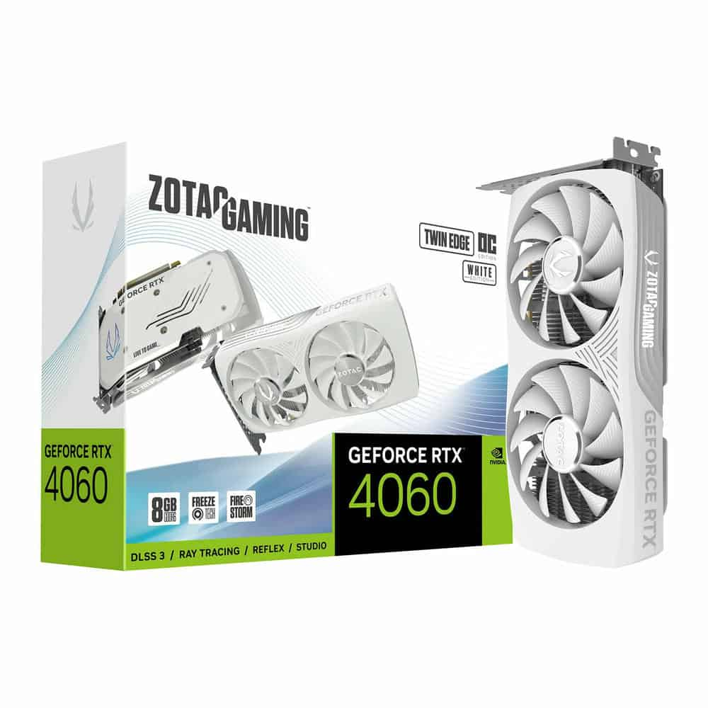 Zotac NVIDIA GeForce RTX 4060 8GB Twin Edge OC White Ada Lovelace Graphics Card